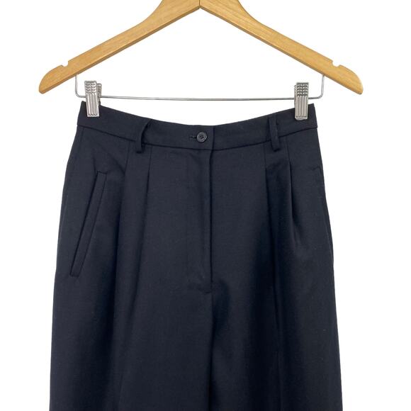 Vintage 90s Casual Corner Pure Wool Pants High Rise Pleated Front Cuffed Black 6 - Picture 3 of 8